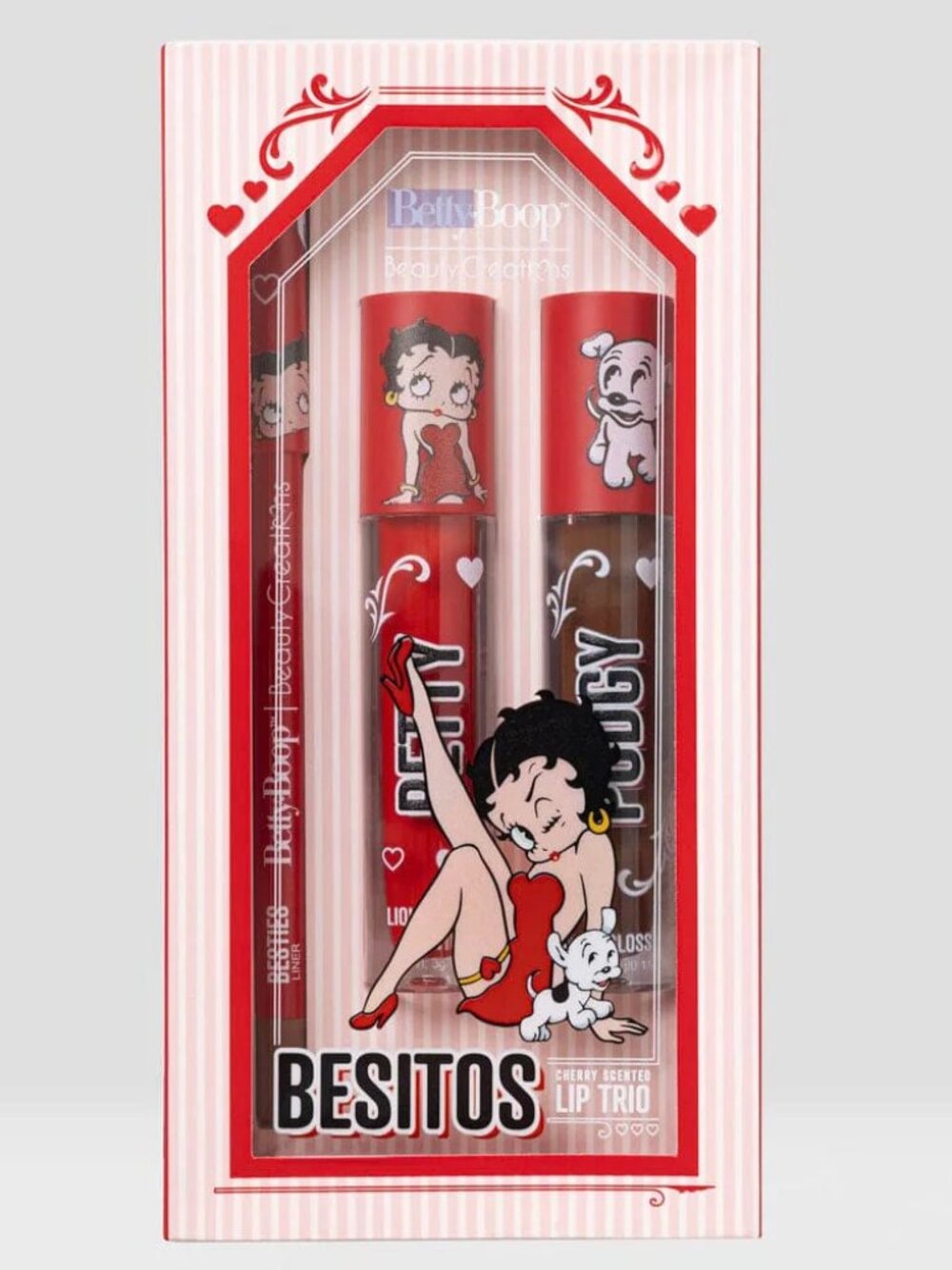 Betty Boop Cupid Tote Bag & Pouch Set w/ Pudgy charm Besitos Lip & Eye Bundle - Picture 3 of 6